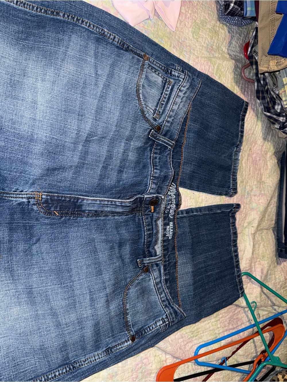 Wrangler Retros Blue Denim Jeans with Gold Stitching
